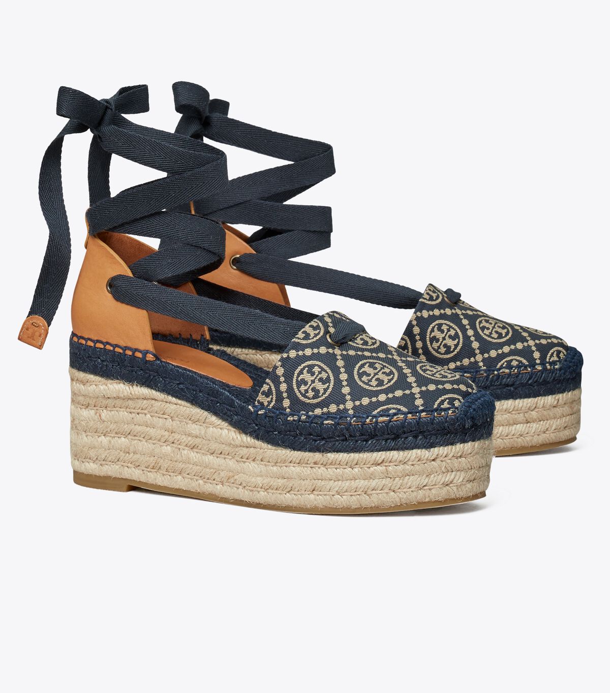 Alpargata Tory Burch T Monogram Mujer Azul Marino Marrom | OUTLETS-32568749