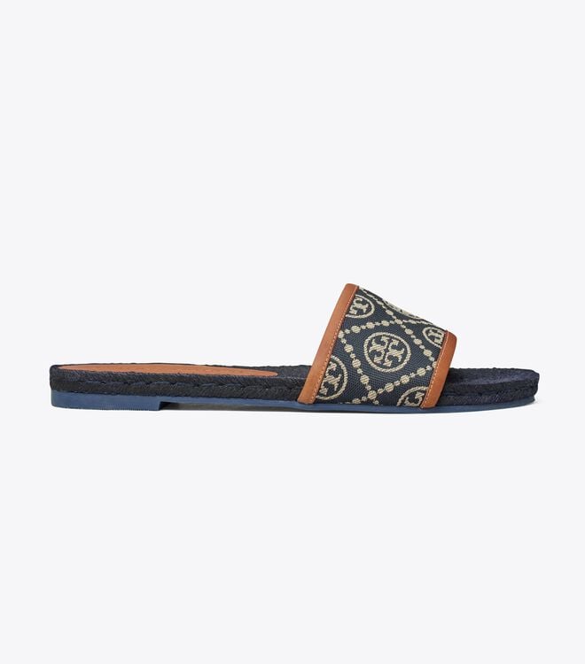 Alpargata Tory Burch T Monogram Mujer Azul Marino Marrom | OUTLETS-67304159