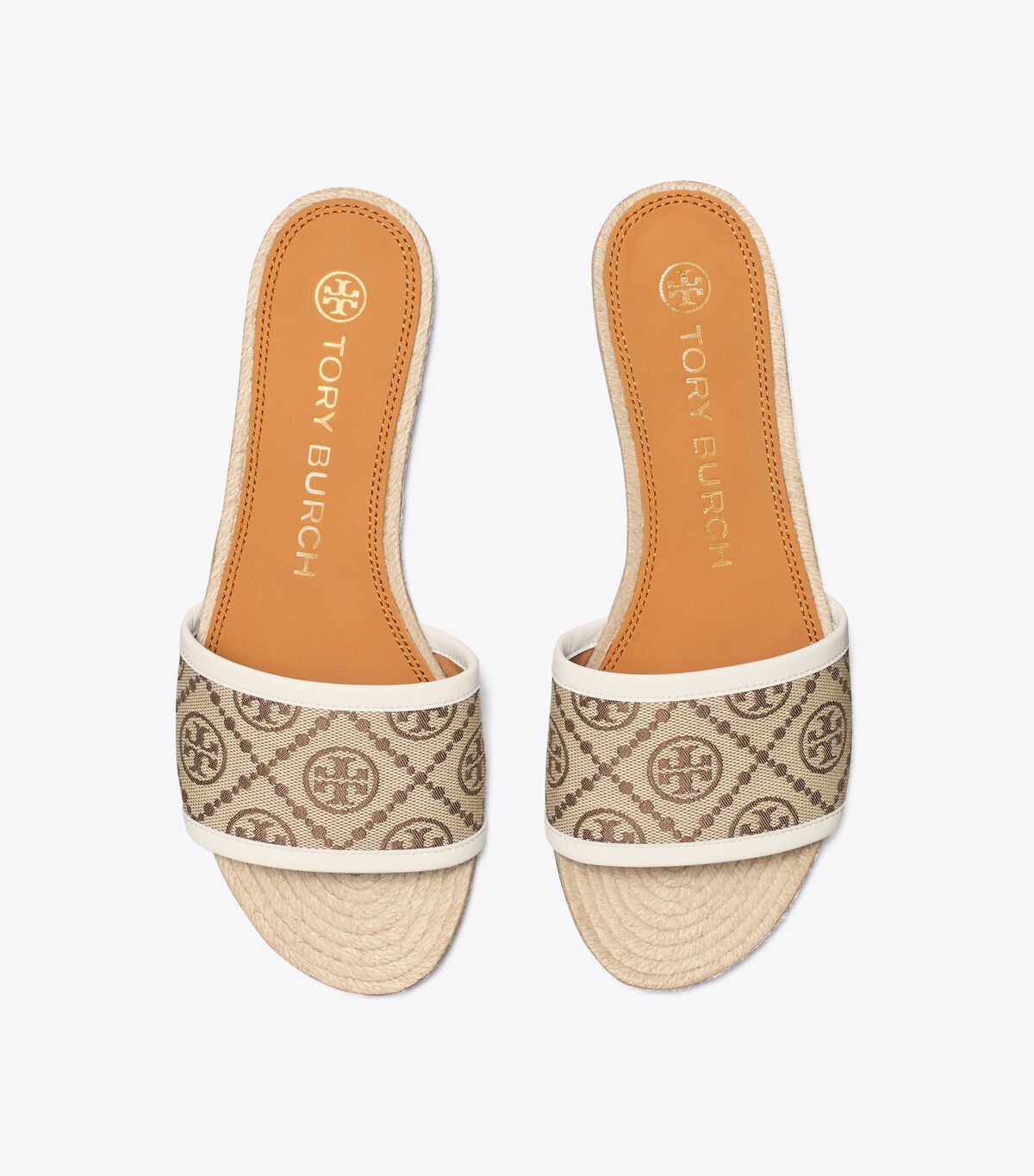 Alpargata Tory Burch T Monogram Mujer Marrom Blancos | OUTLETS-30542769