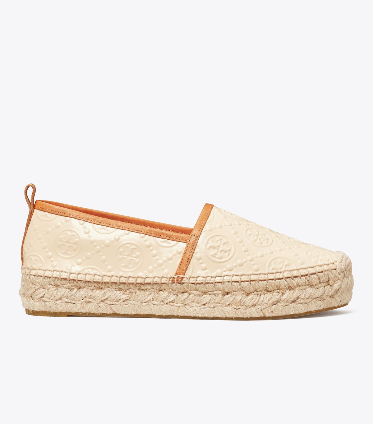 Alpargata Tory Burch T Monogram Plataforma Mujer Creme Marrom | OUTLETS-27158409