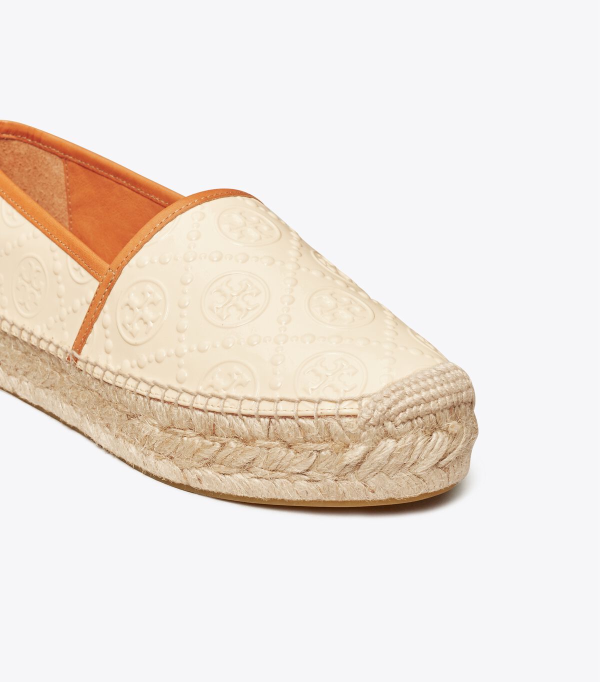 Alpargata Tory Burch T Monogram Plataforma Mujer Creme Marrom | OUTLETS-27158409