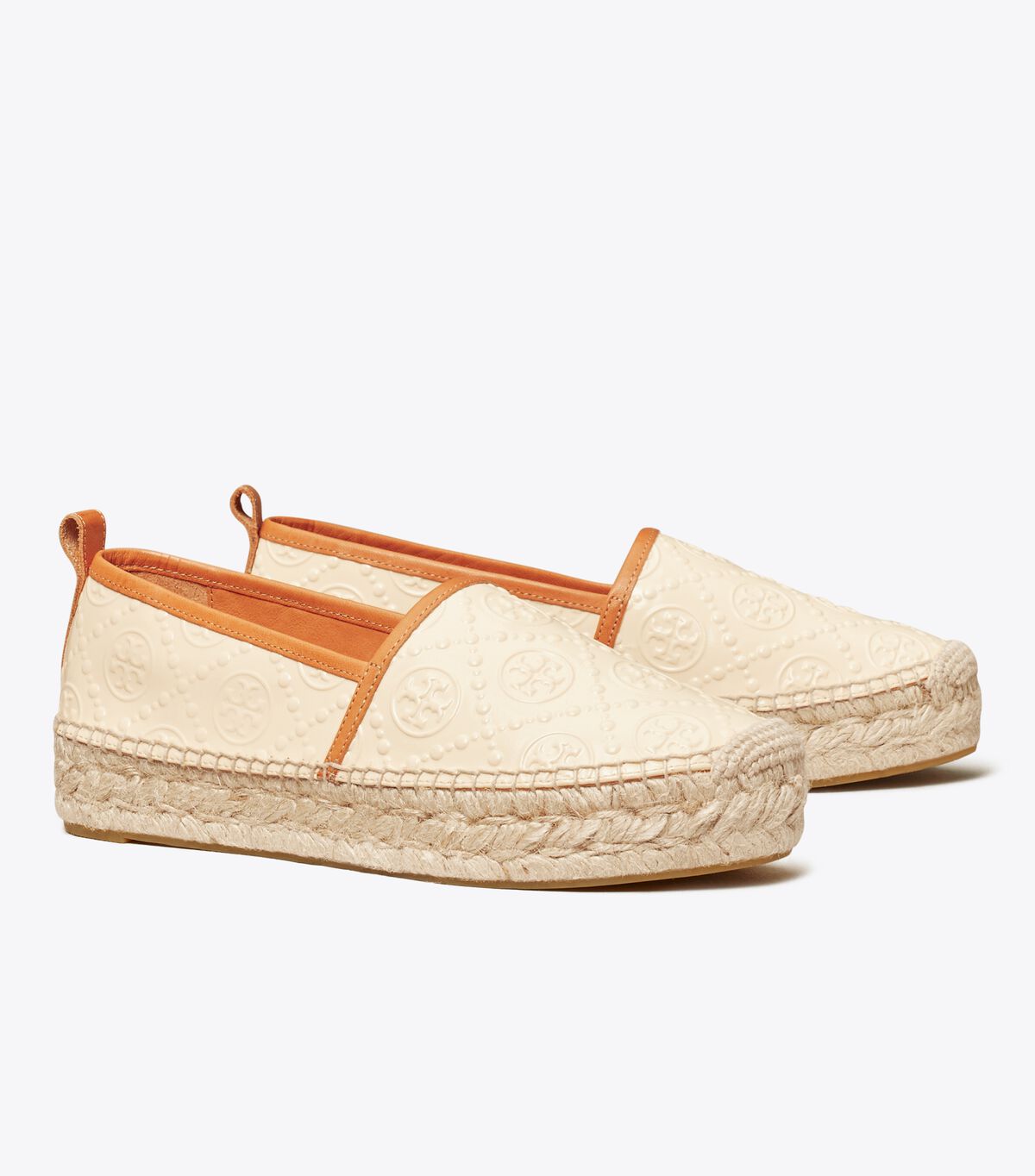 Alpargata Tory Burch T Monogram Plataforma Mujer Creme Marrom | OUTLETS-27158409