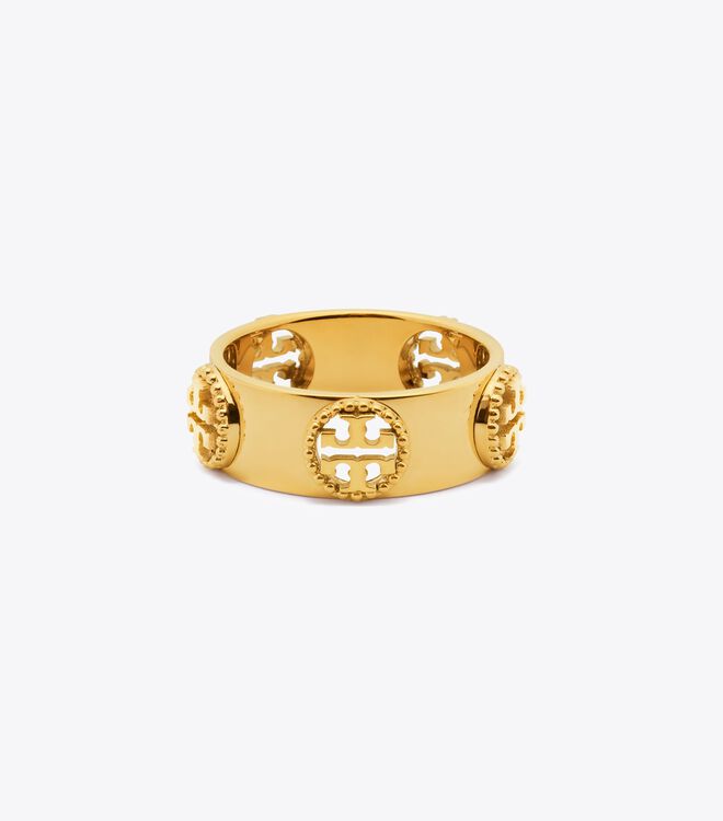 Anillos Tory Burch Milgrain Logo Mujer Dorados | OUTLETS-60824539