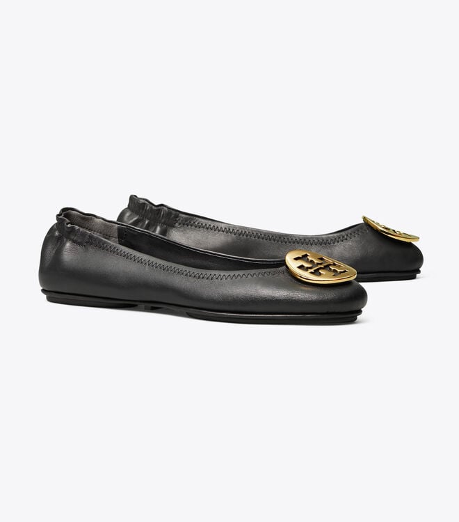 Ballerinas Tory Burch Minnie Travel Mujer Negros Dorados | OUTLETS-39615479