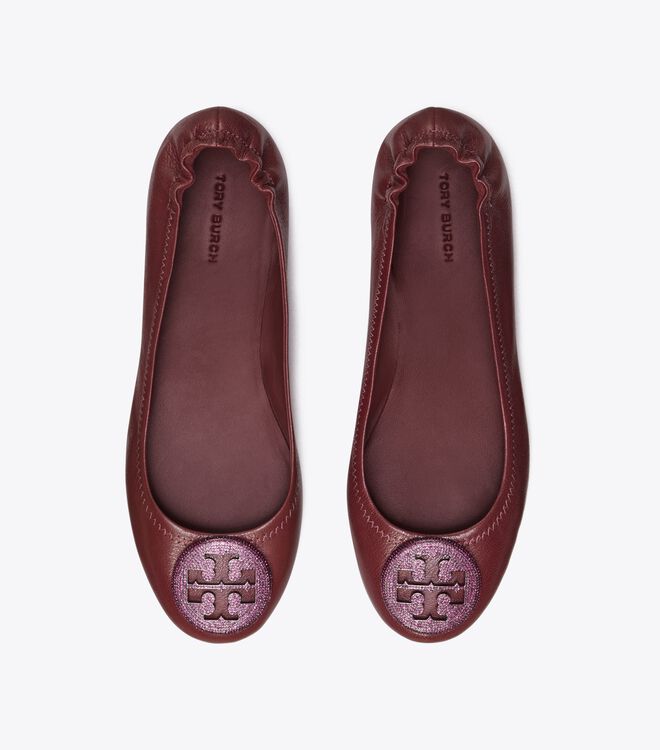 Ballerinas Tory Burch Minnie Travel Pavé Mujer Claret | OUTLETS-65418029