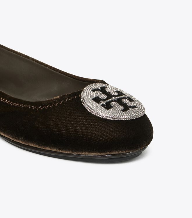 Ballerinas Tory Burch Minnie Travel Velvet Pavé Mujer Negros | OUTLETS-78536199