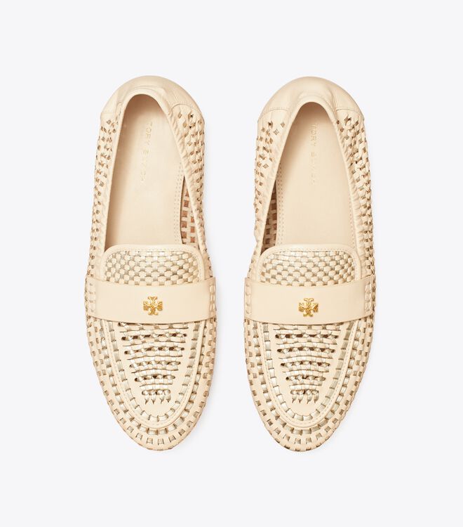 Ballerinas Tory Burch Woven Mujer Beige Dorados | OUTLETS-31974259