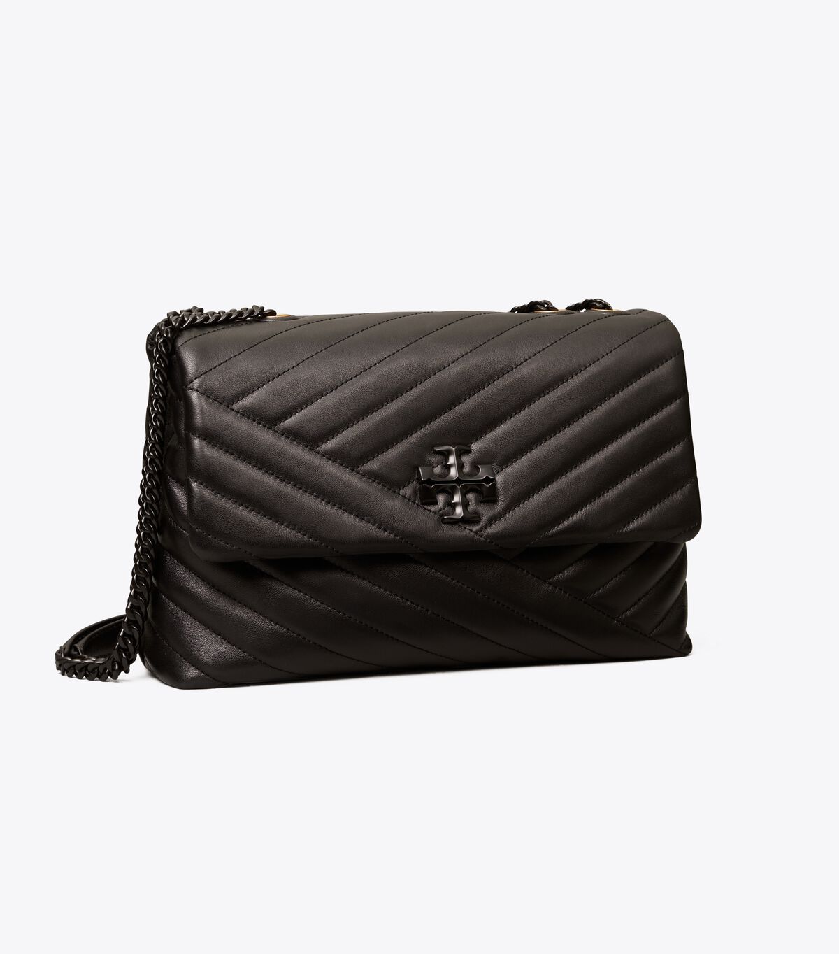 Bolsa De Hombro Tory Burch Kira Chevron Convertible Mujer Negros | OUTLETS-89045239