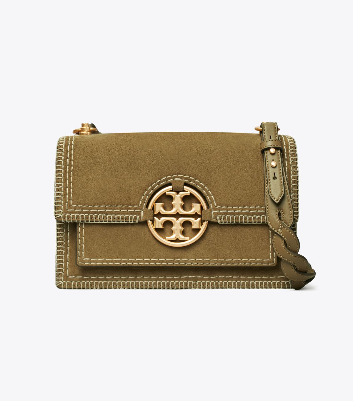 Bolsa De Hombro Tory Burch Miller Gamuza Stitched Flap Mujer Marrom | OUTLETS-62913589