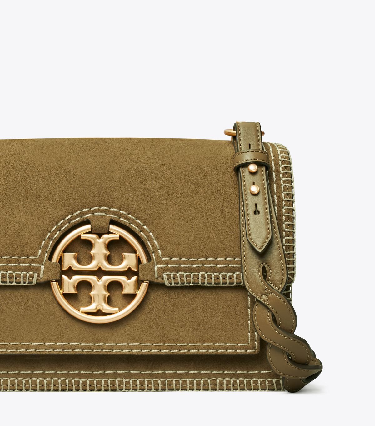 Bolsa De Hombro Tory Burch Miller Gamuza Stitched Flap Mujer Marrom | OUTLETS-62913589