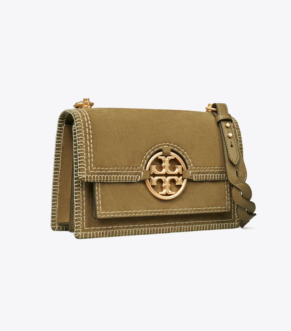 Bolsa De Hombro Tory Burch Miller Gamuza Stitched Flap Mujer Marrom | OUTLETS-62913589