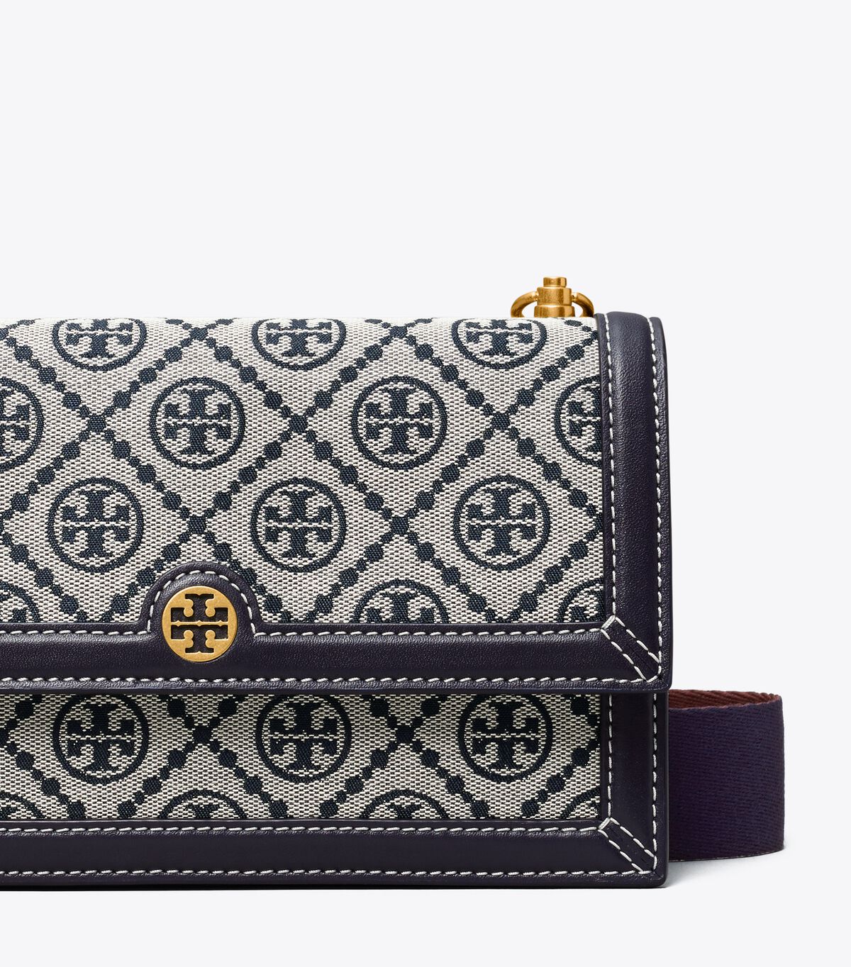 Bolsa De Hombro Tory Burch Mini T Monogram Mujer Azul Marino | OUTLETS-86753929