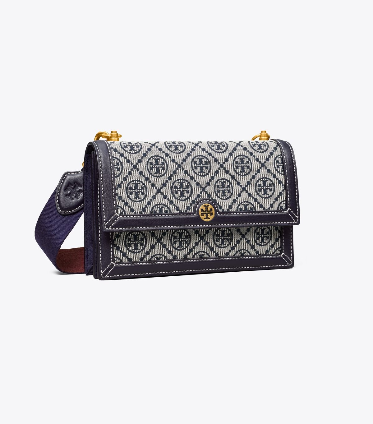 Bolsa De Hombro Tory Burch Mini T Monogram Mujer Azul Marino | OUTLETS-86753929