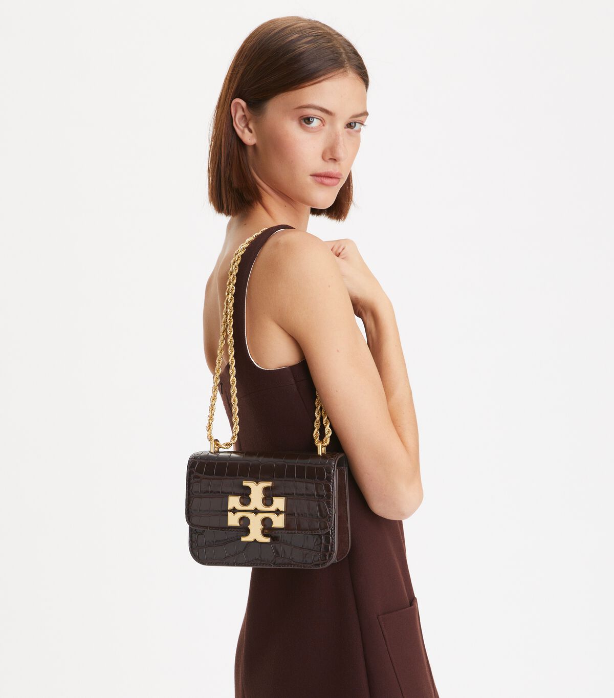 Bolsa De Hombro Tory Burch Small Eleanor Embossed Mujer Negros | OUTLETS-24690579