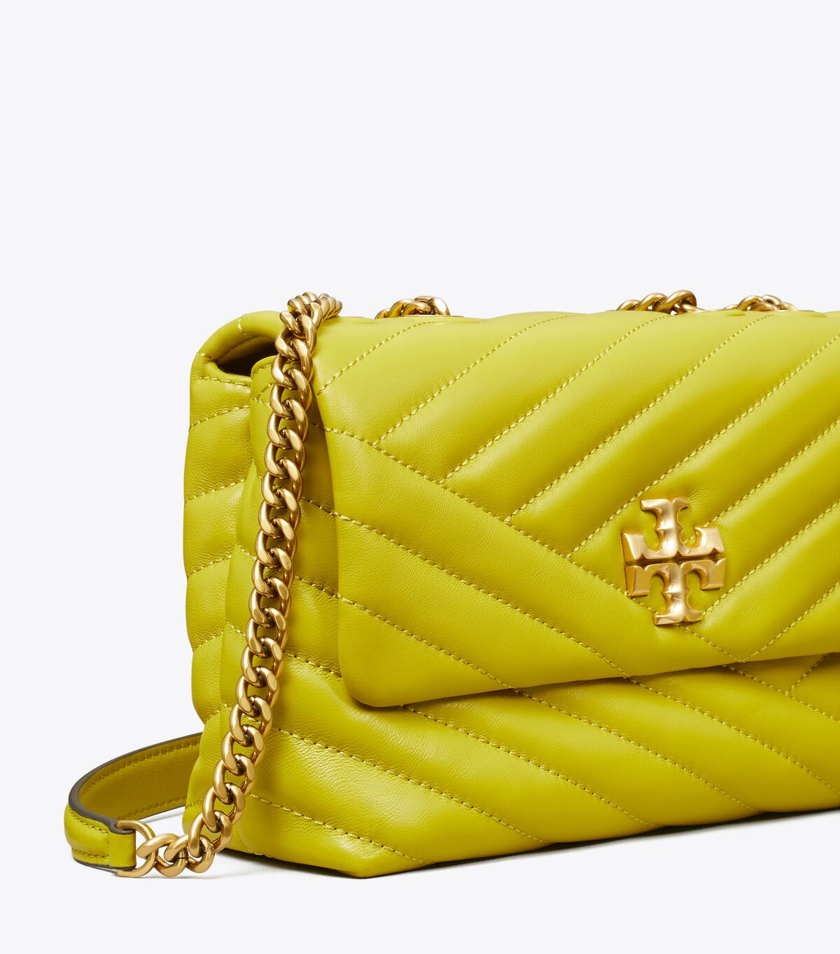 Bolsa De Hombro Tory Burch Small Kira Chevron Convertible Mujer Amarillos Verdes | OUTLETS-01437589