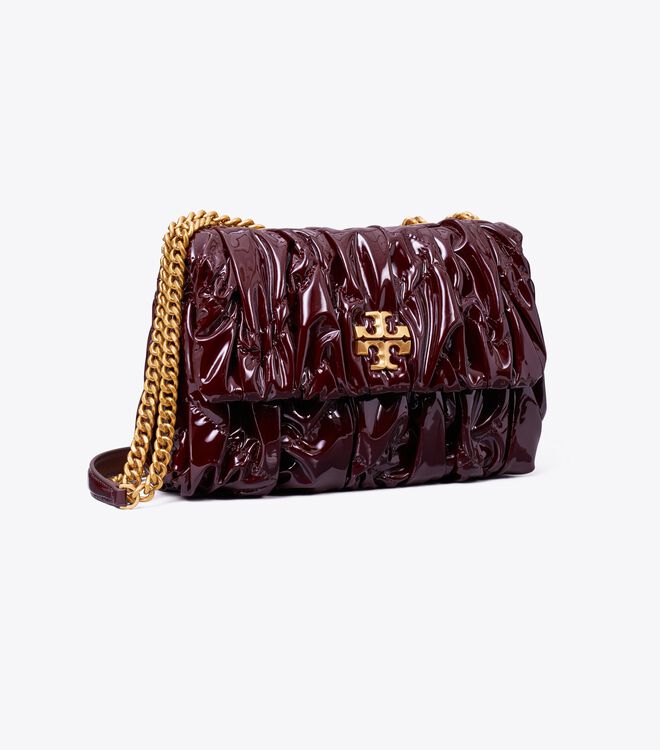 Bolsa De Hombro Tory Burch Small Kira Charol Ruched Convertible Mujer Vino | OUTLETS-16390729