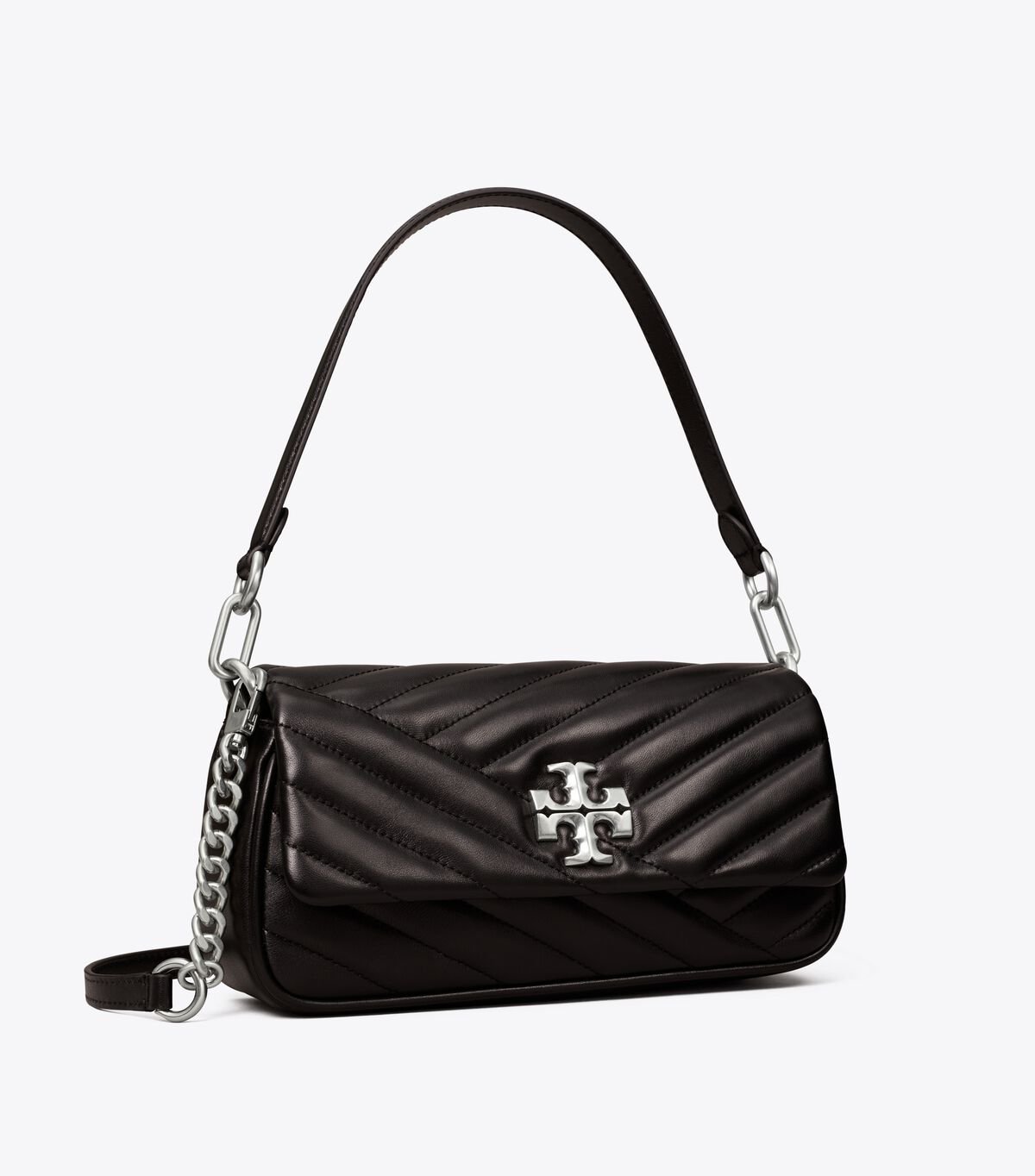 Bolsa De Hombro Tory Burch Small Kira Chevron Flap Mujer Negros | OUTLETS-64753829