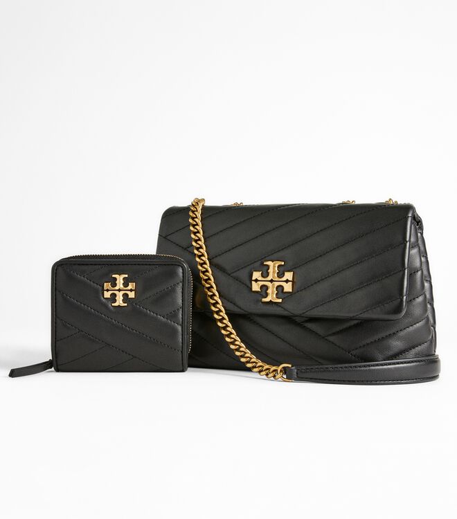 Bolsa De Hombro Tory Burch Small Kira Chevron Convertible Mujer Negros | OUTLETS-86129549