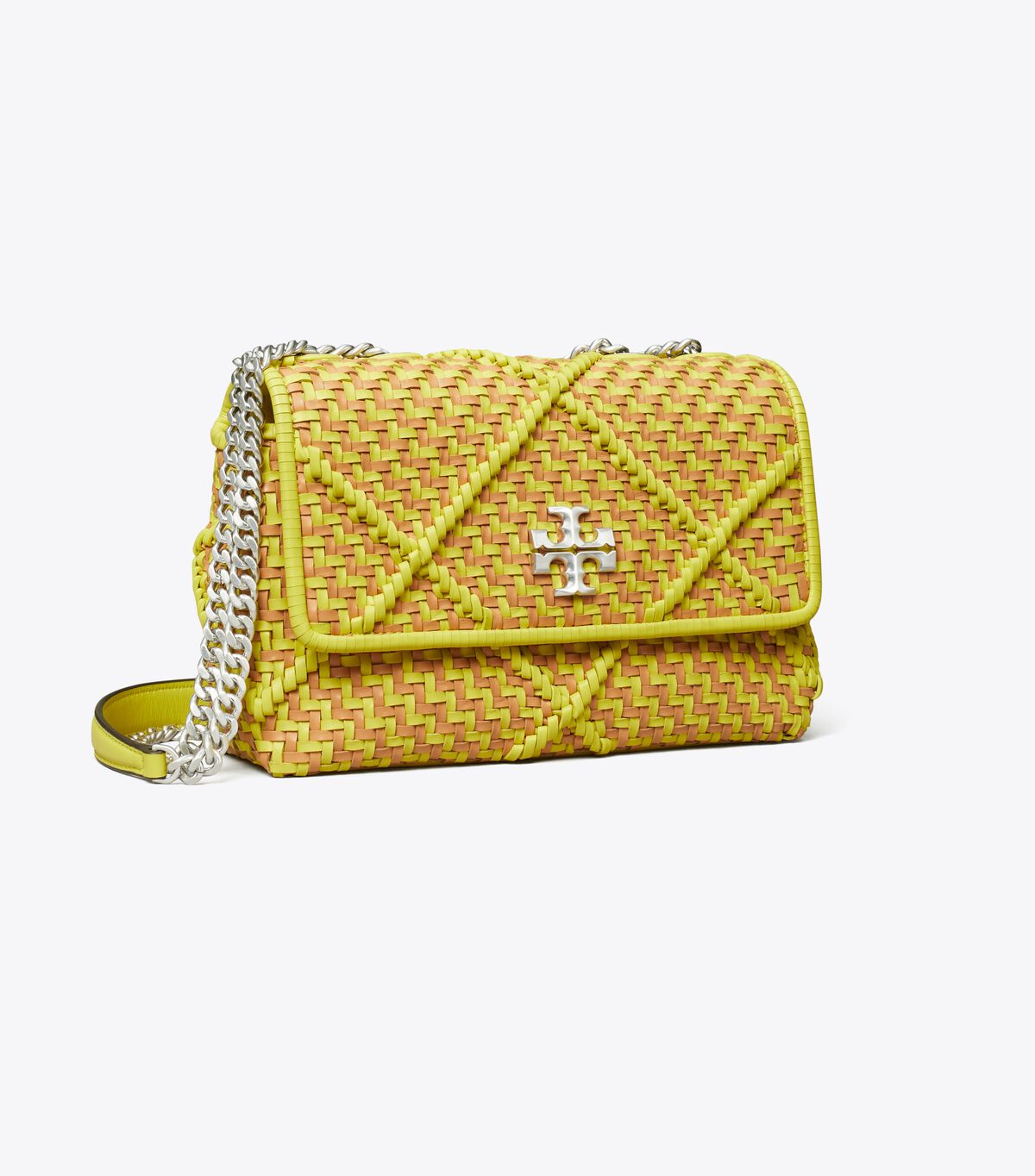 Bolsa De Hombro Tory Burch Small Kira Diamond Woven Convertible Mujer Amarillos Oscuro | OUTLETS-21034959