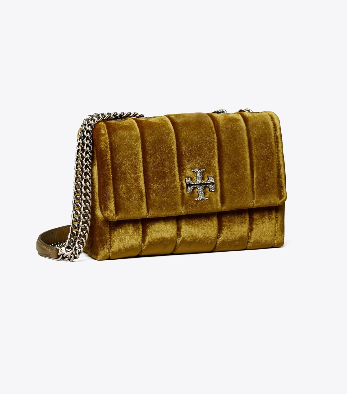 Bolsa De Hombro Tory Burch Small Kira Velvet Convertible Mujer Amarillos Oscuro | OUTLETS-07236959