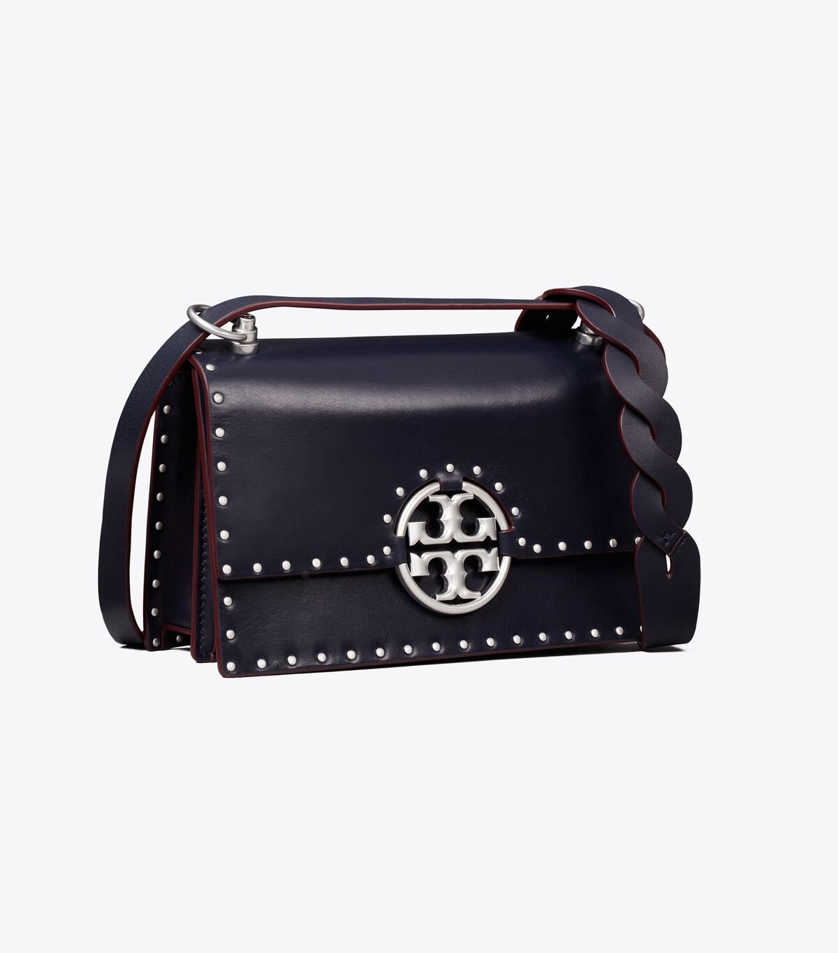 Bolsa De Hombro Tory Burch Small Miller Studded Flap Mujer Negros | OUTLETS-19403259