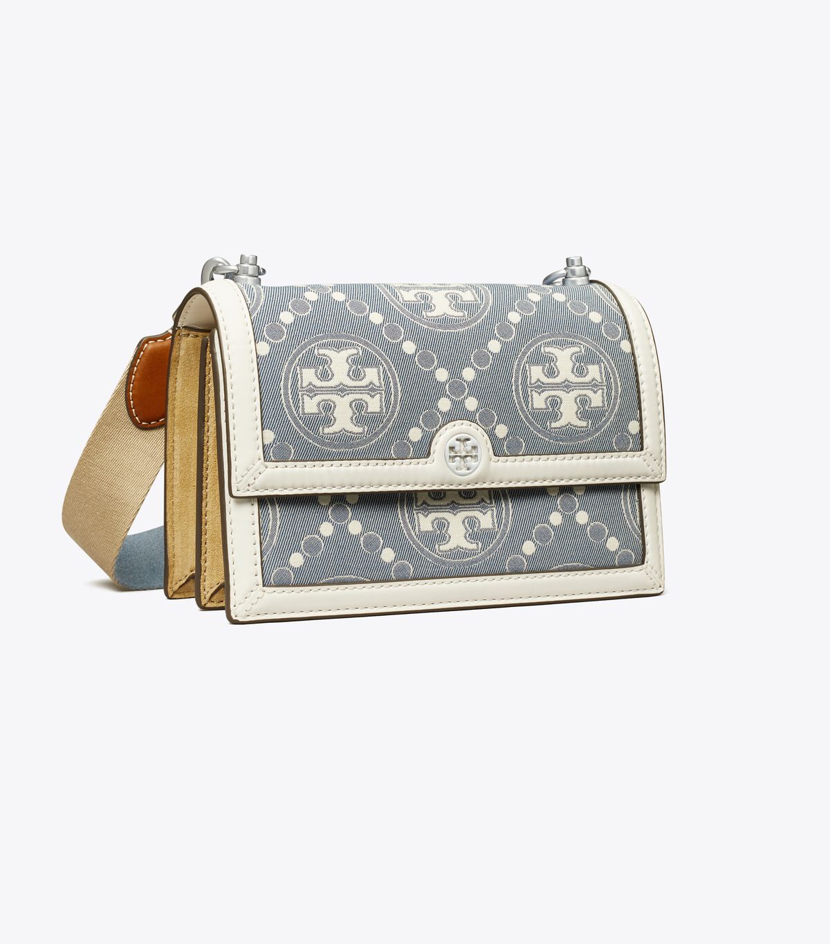 Bolsa De Hombro Tory Burch Small T Monogram Denim Mujer Azules | OUTLETS-09734829