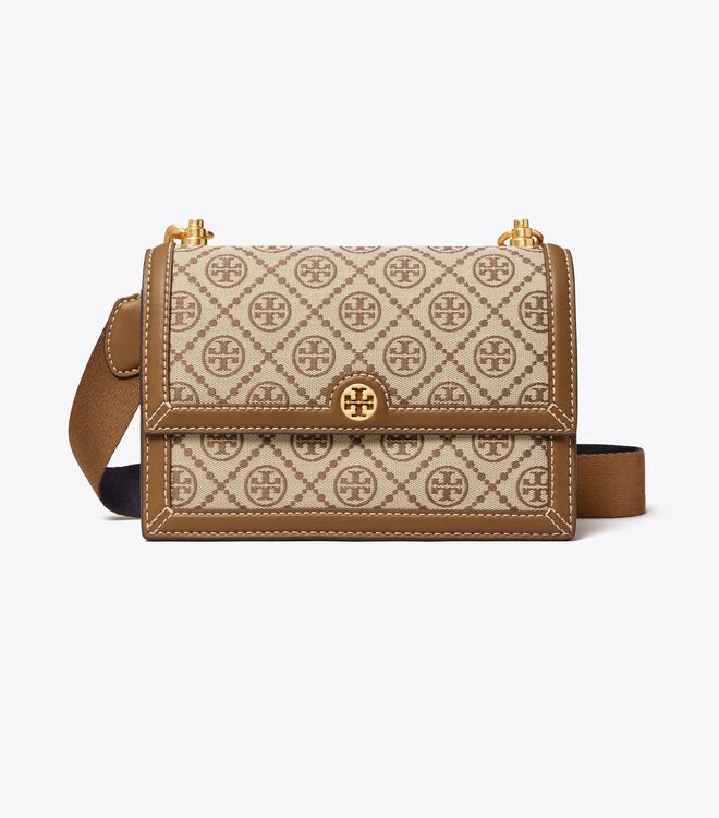 Bolsa De Hombro Tory Burch Small T Monogram Mujer Marrom | OUTLETS-46513879