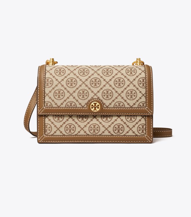 Bolsa De Hombro Tory Burch Small T Monogram Mujer Marrom | OUTLETS-46513879