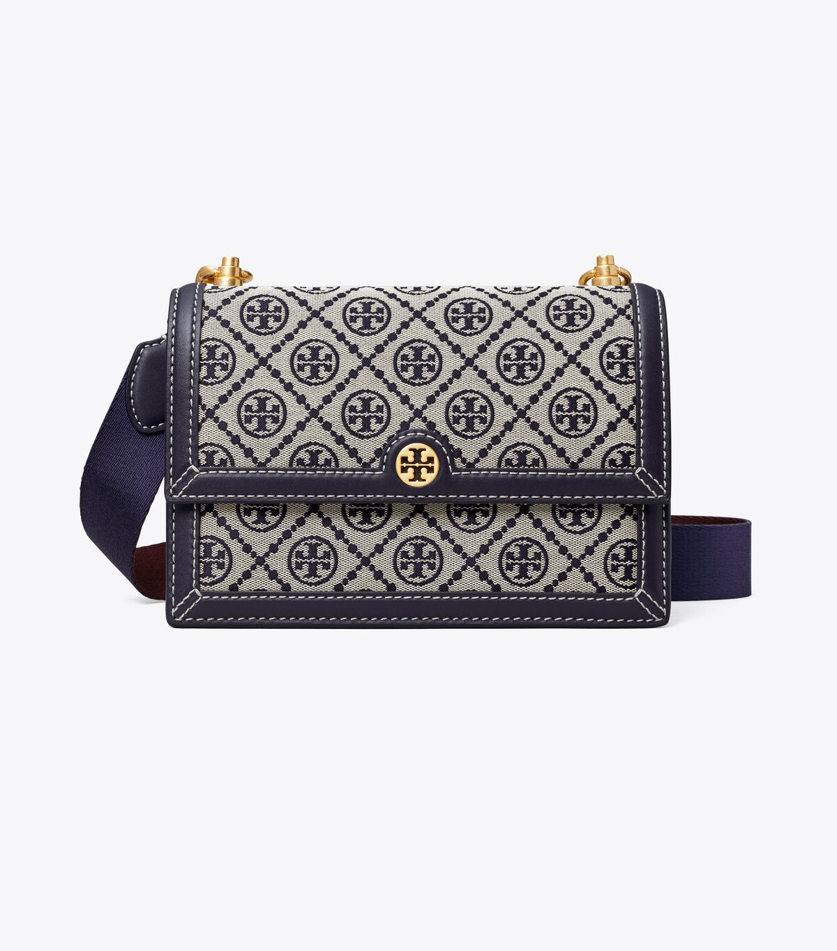 Bolsa De Hombro Tory Burch Small T Monogram Mujer Azul Marino | OUTLETS-75281069