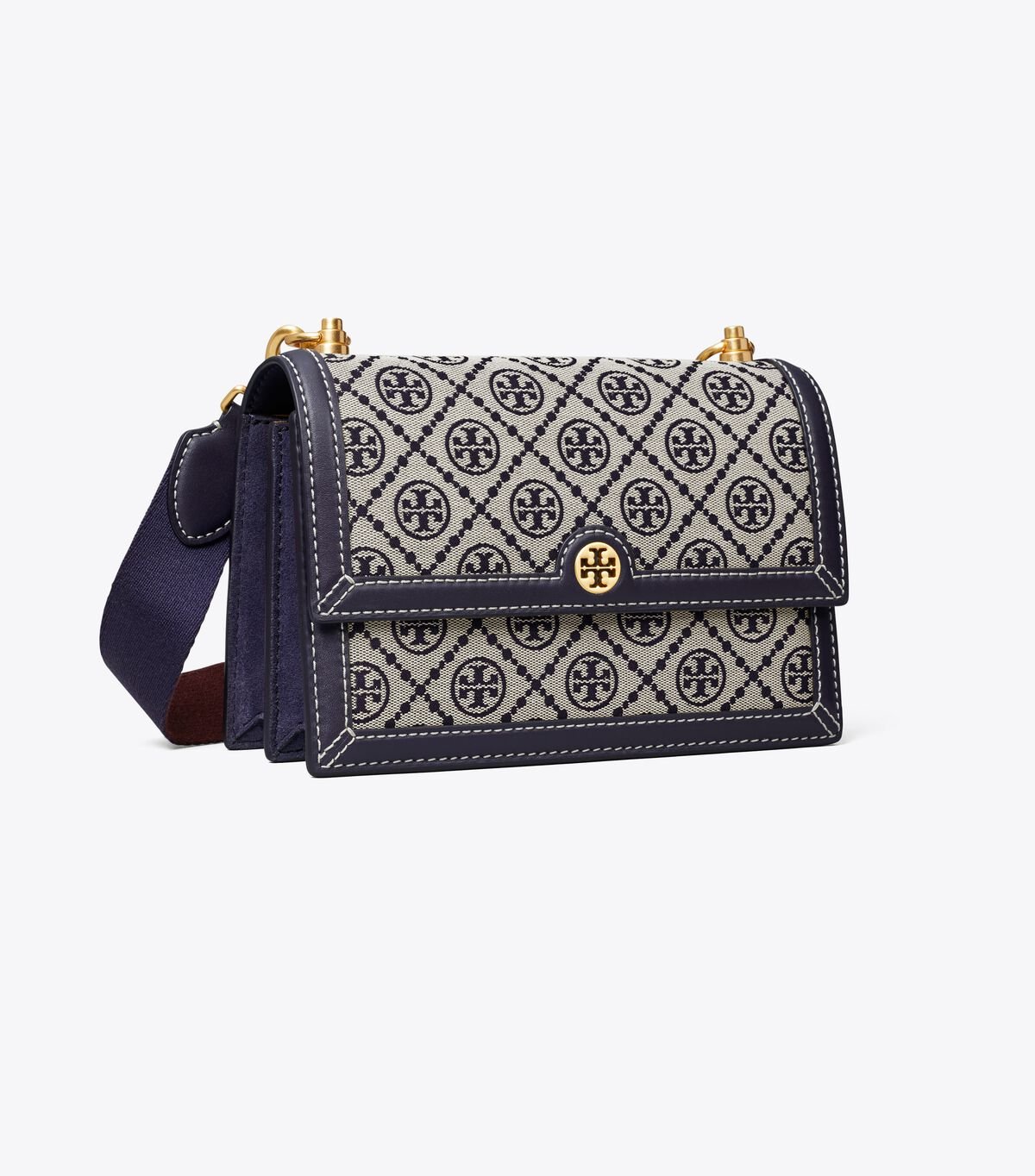 Bolsa De Hombro Tory Burch Small T Monogram Mujer Azul Marino | OUTLETS-75281069