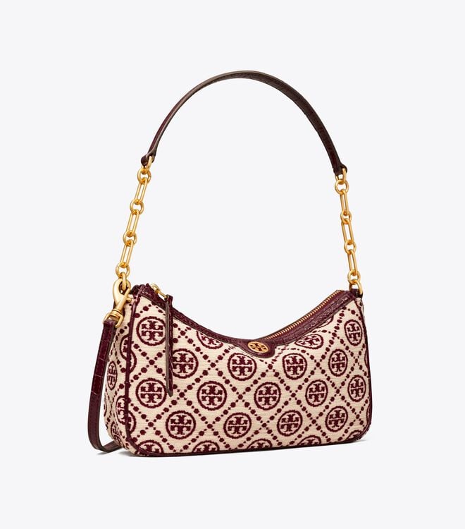 Bolsa De Hombro Tory Burch T Monogram Chenille Mujer Creme | OUTLETS-37940529