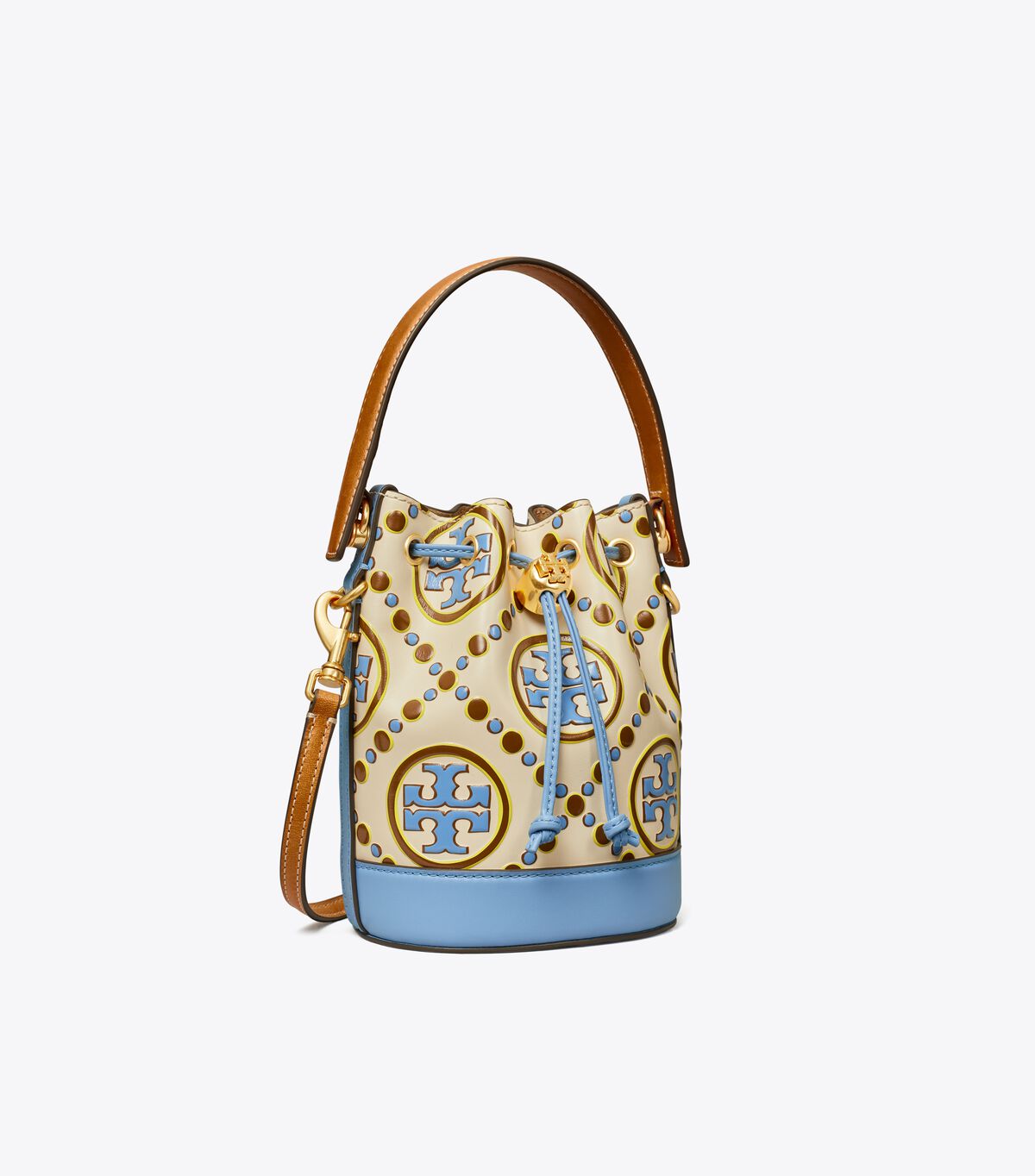 Bolso Saco Tory Burch Mini T Monogram Contrast Embossed Mujer Blancos Azules | OUTLETS-30625749