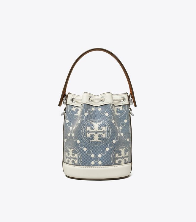 Bolso Saco Tory Burch Mini T Monogram Denim Mujer Azules | OUTLETS-03486959