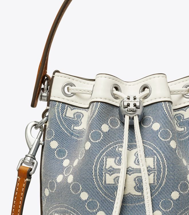 Bolso Saco Tory Burch Mini T Monogram Denim Mujer Azules | OUTLETS-03486959