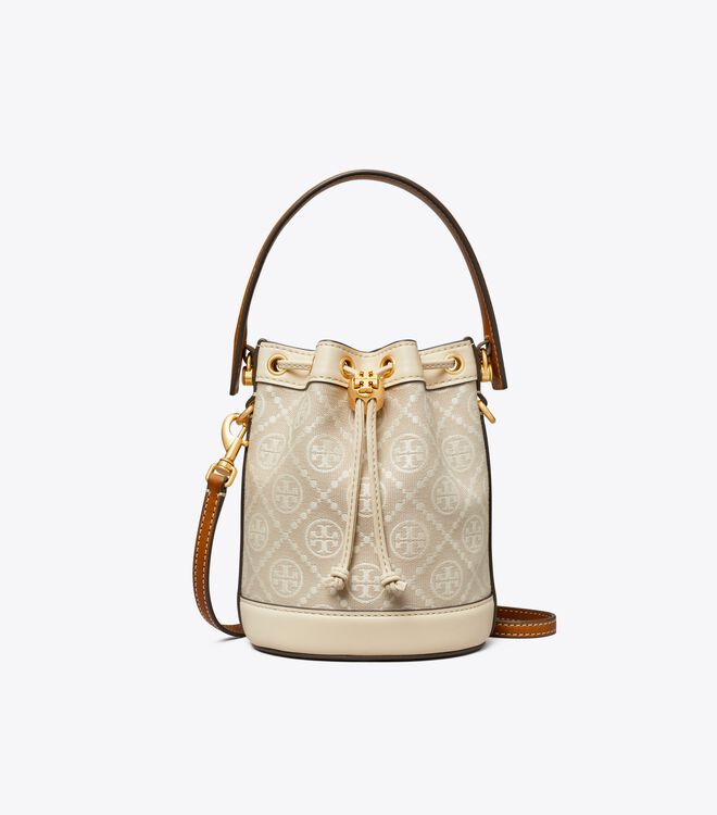 Bolso Saco Tory Burch Mini T Monogram Mujer Beige | OUTLETS-42379089