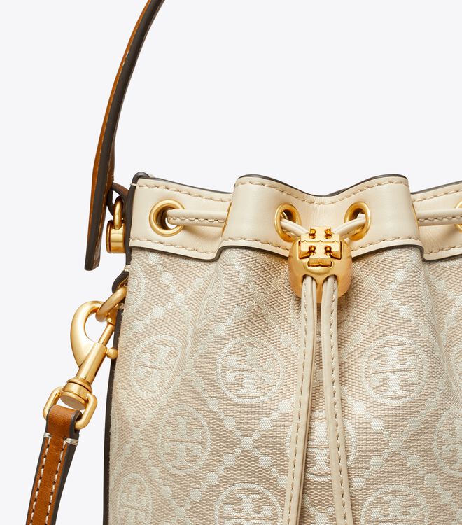 Bolso Saco Tory Burch Mini T Monogram Mujer Beige | OUTLETS-42379089