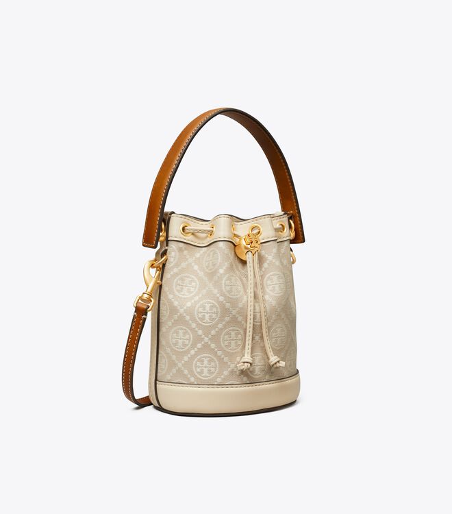 Bolso Saco Tory Burch Mini T Monogram Mujer Beige | OUTLETS-42379089