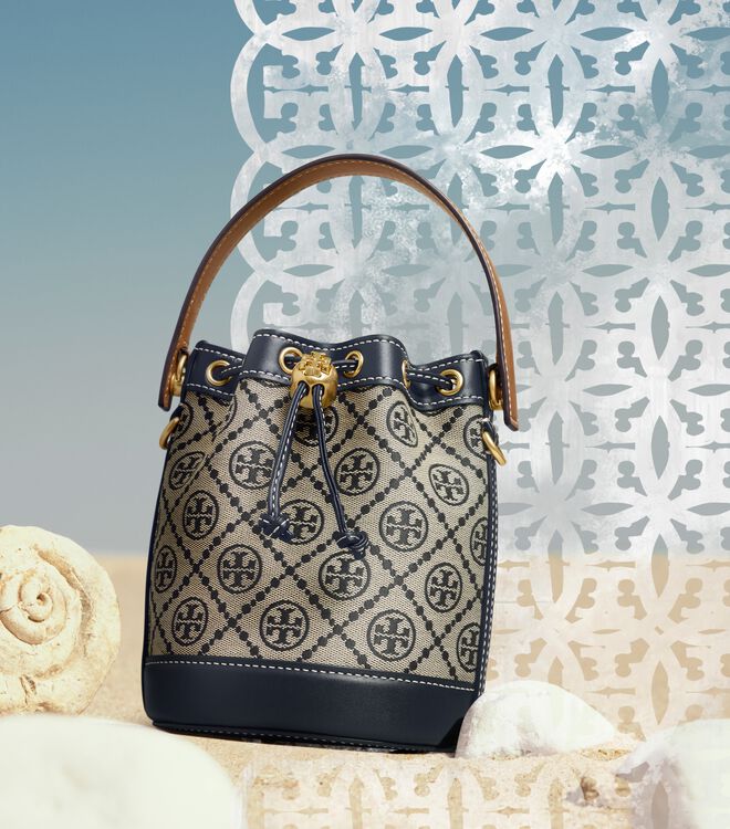 Bolso Saco Tory Burch Mini T Monogram Mujer Azul Marino | OUTLETS-78961539