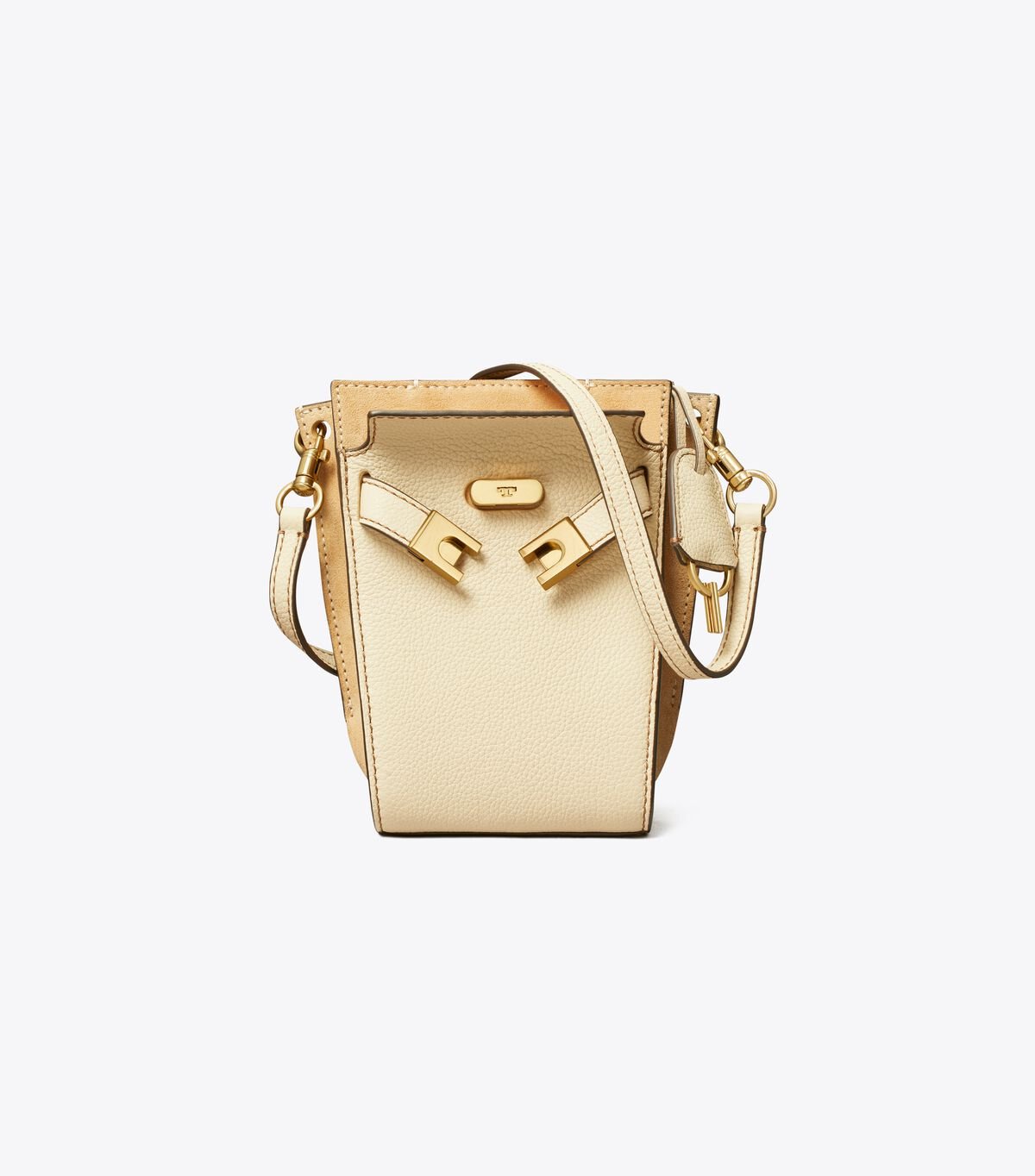 Bolso Saco Tory Burch Petite Lee Radziwill Pebbled Double Mujer Beige | OUTLETS-86035719