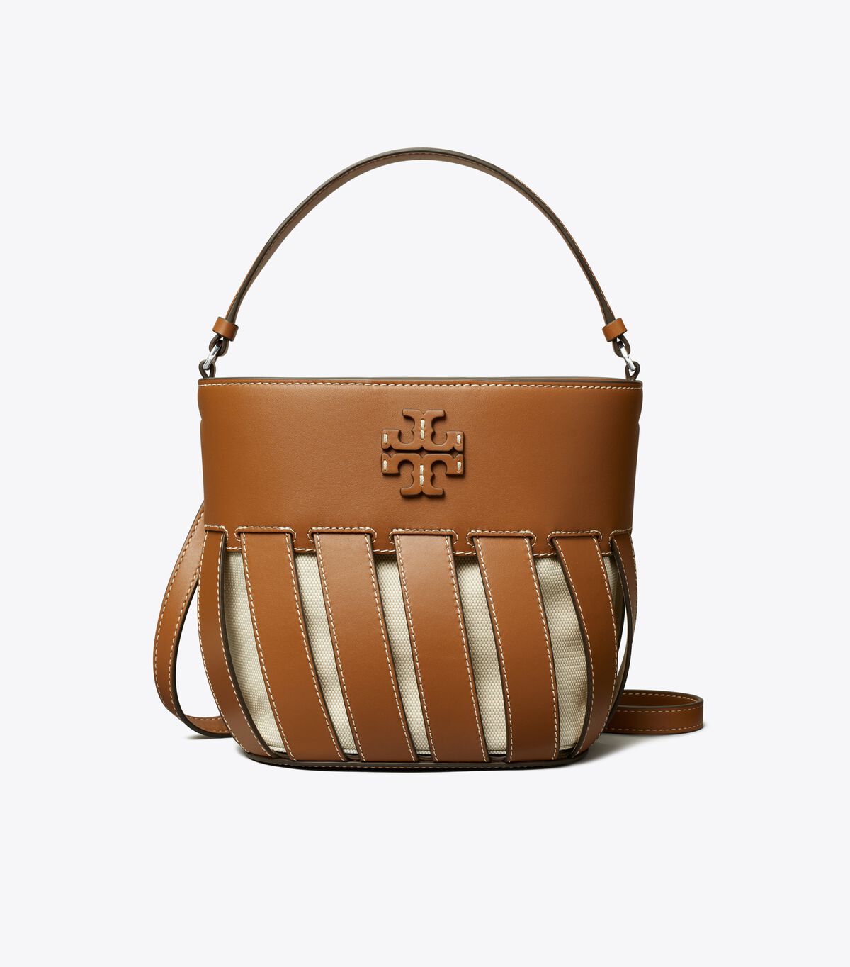 Bolso Saco Tory Burch Small Mcgraw Stripe Die-cut Mujer Marrom | OUTLETS-13249079