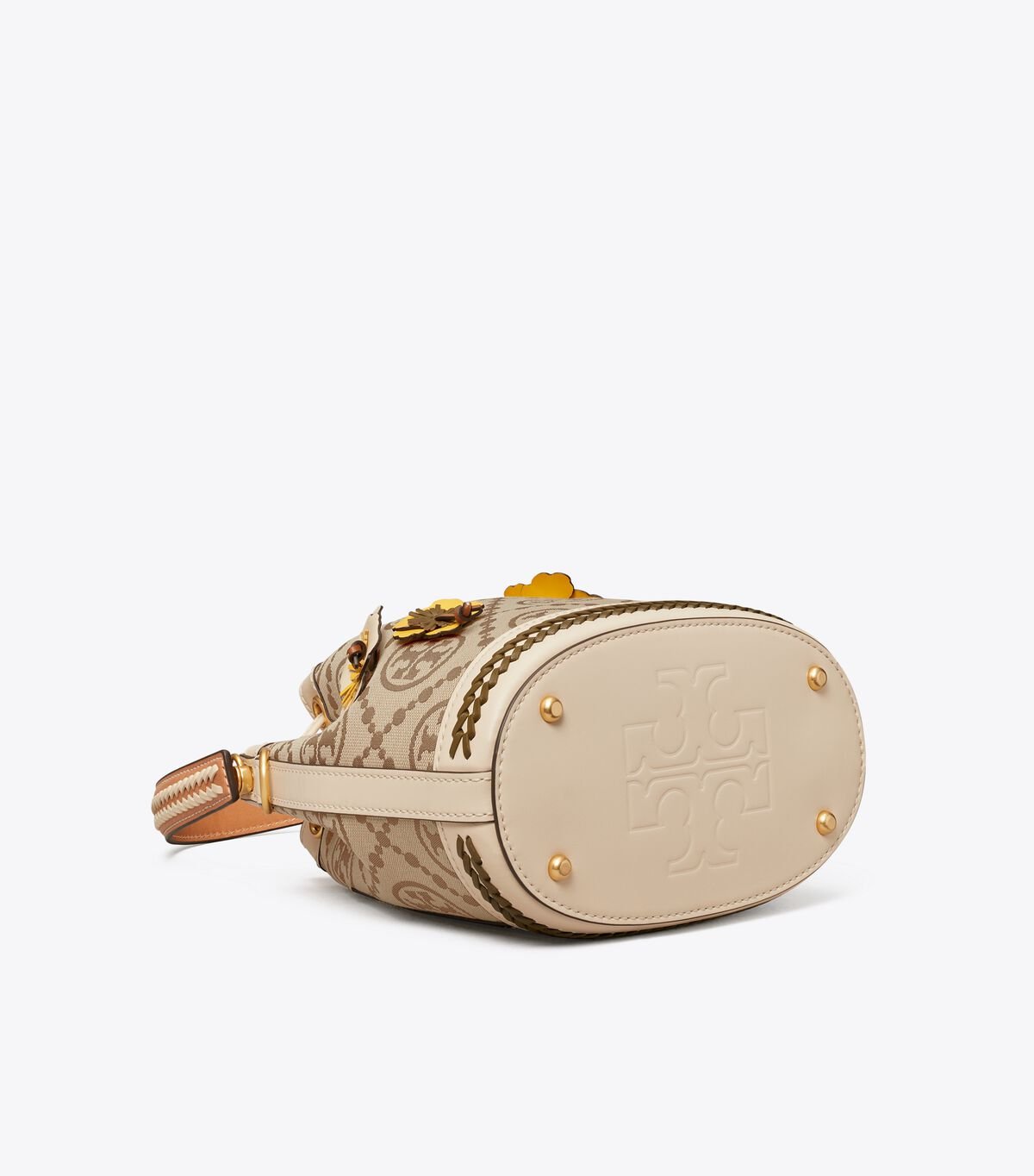 Bolso Saco Tory Burch T Monogram Braided Floral Mujer Marrom | OUTLETS-86254979