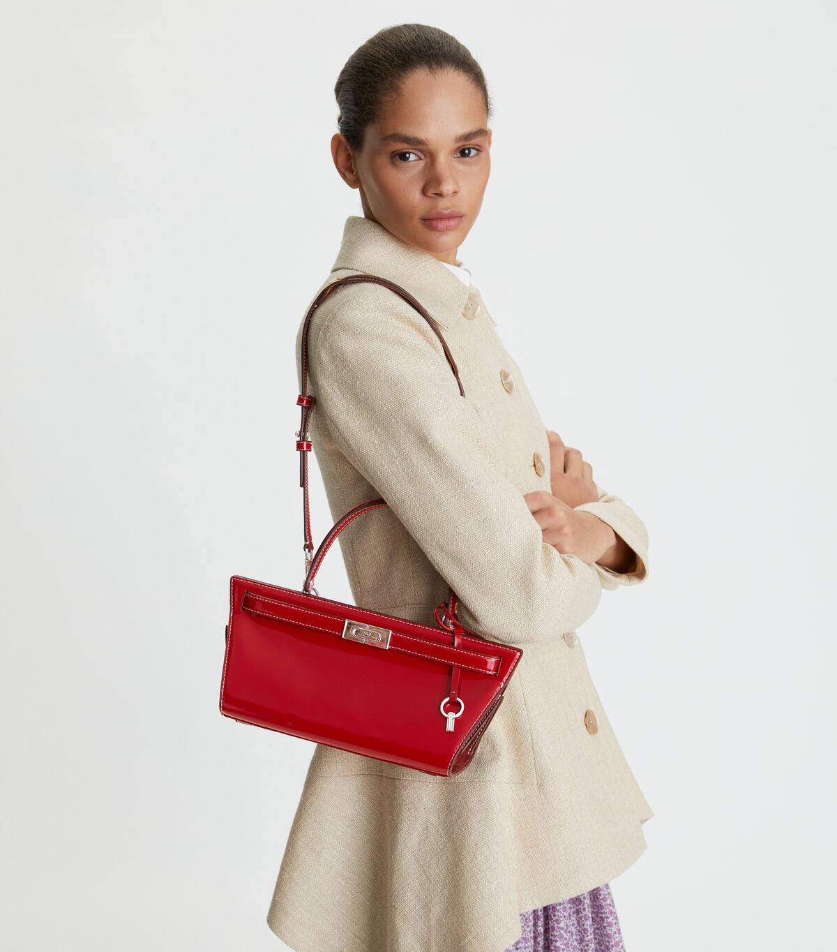 Bolso Satchel Tory Burch Lee Radziwill Mujer Rojos Grises | OUTLETS-21347599