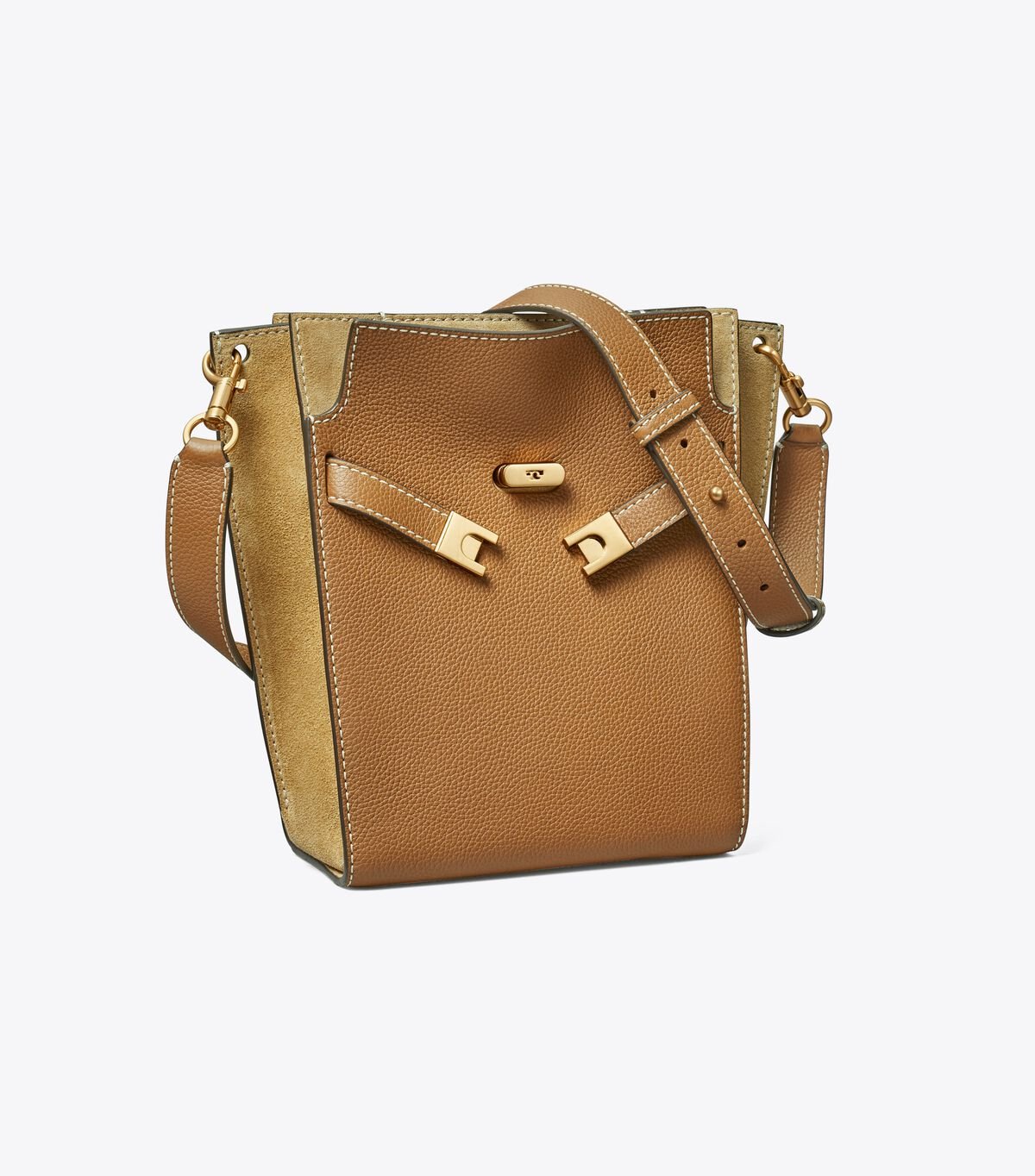 Bolso Satchel Tory Burch Lee Radziwill Pebbled Mujer Marrom | OUTLETS-17356289