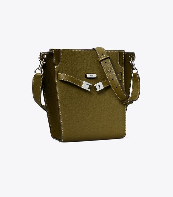 Bolso Satchel Tory Burch Lee Radziwill Pebbled Mujer Verdes Oscuro | OUTLETS-95847619