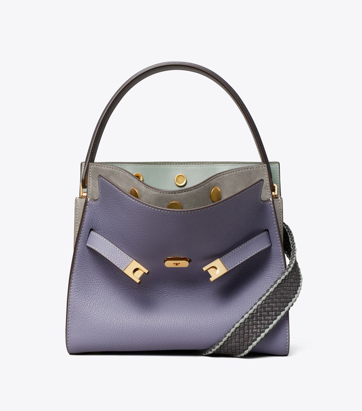 Bolso Satchel Tory Burch Lee Radziwill Pebbled Small Mujer Morados Claro | OUTLETS-98026519