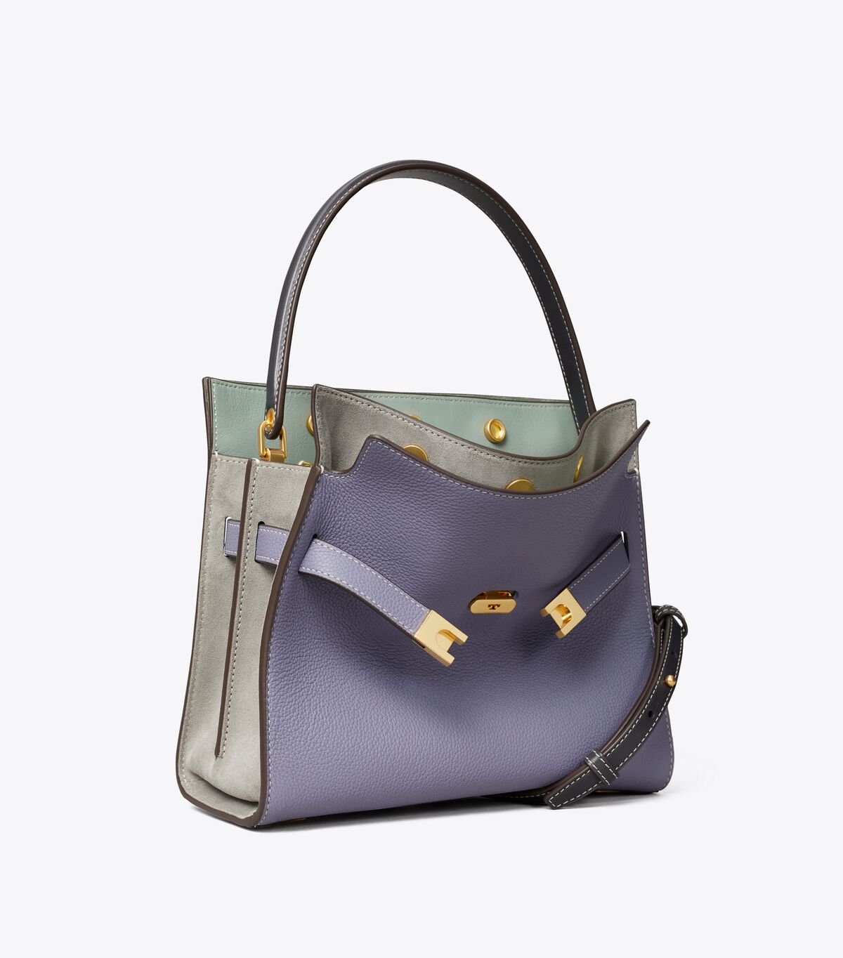 Bolso Satchel Tory Burch Lee Radziwill Pebbled Small Mujer Morados Claro | OUTLETS-98026519