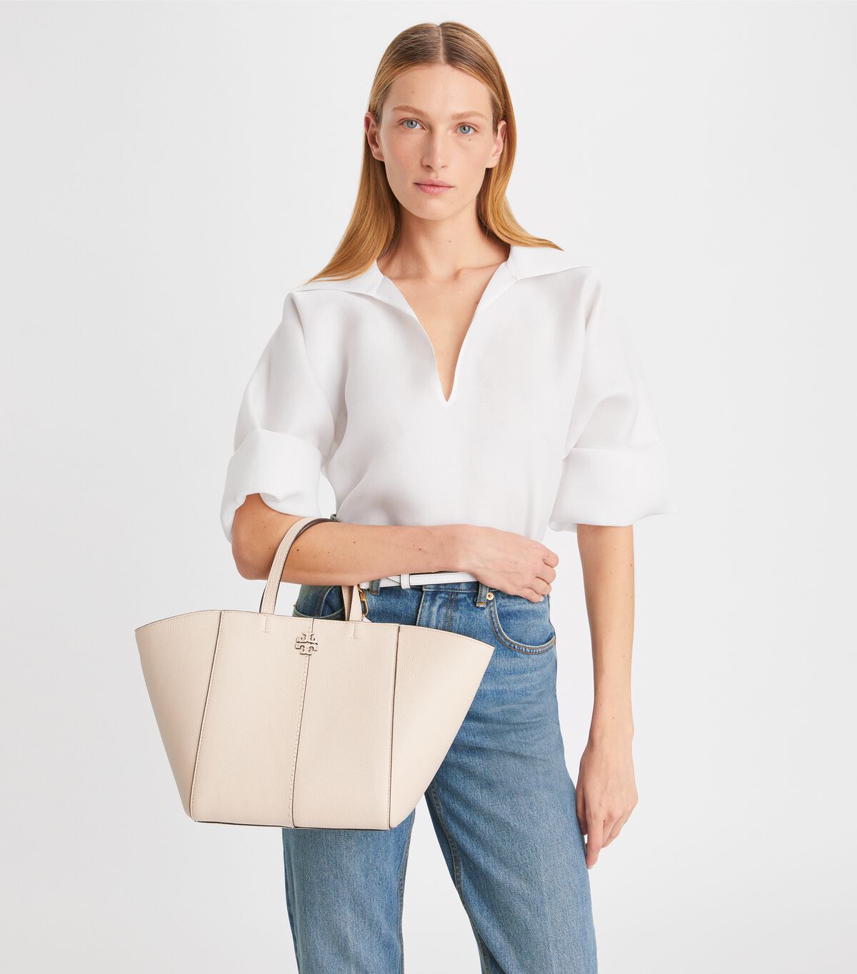 Bolso Satchel Tory Burch Mcgraw Carryall Mujer Beige | OUTLETS-19342789