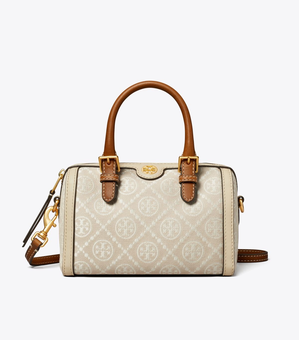 Bolso Satchel Tory Burch Petite T Monogram Mujer Beige | OUTLETS-70456199