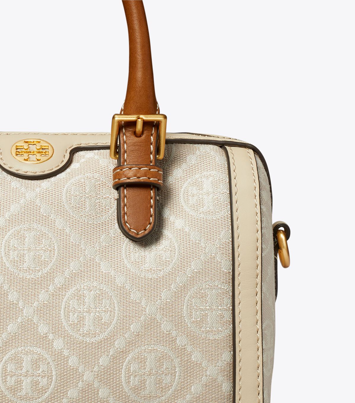 Bolso Satchel Tory Burch Petite T Monogram Mujer Beige | OUTLETS-70456199