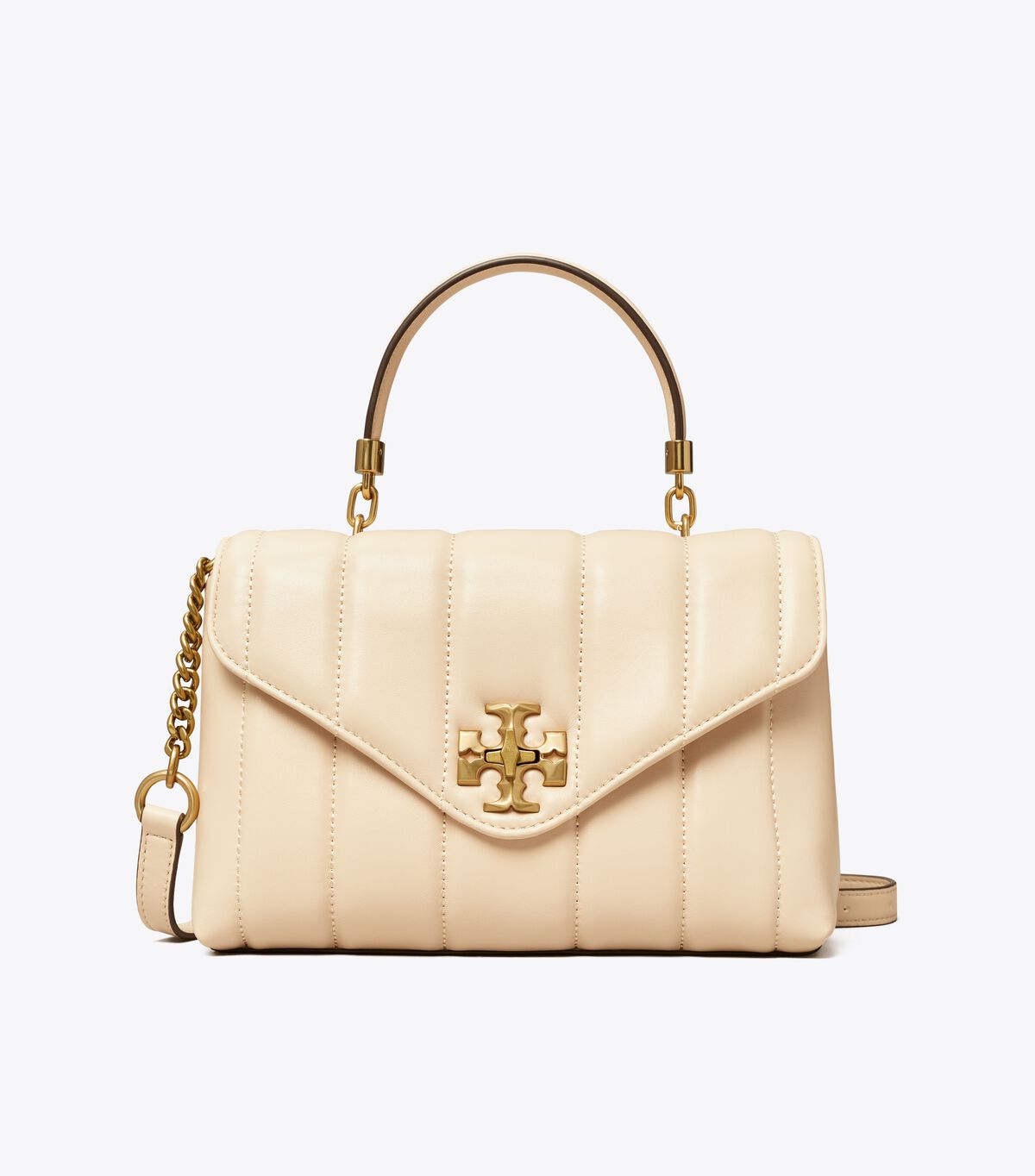 Bolso Satchel Tory Burch Small Kira Acolchado Mujer Beige Dorados | OUTLETS-69037589